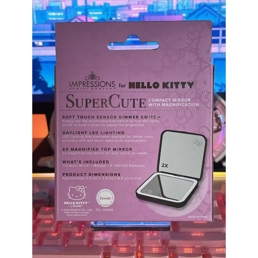 Impressions Vanity Hello Kitty Compact Mirror Black Touch Sensor Dimmer Sanrio